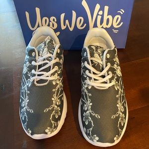 Black with white flowers